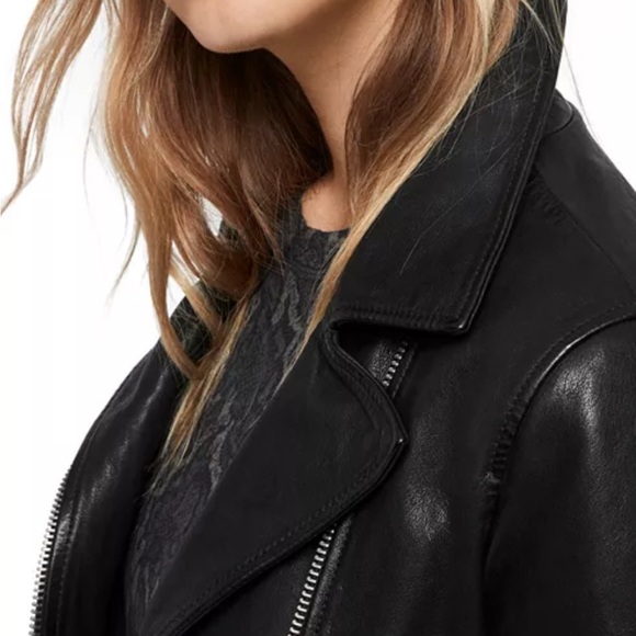 All Saints Fia Leather Biker Jacket UK14/US10/EU42 - Picture 6 of 7